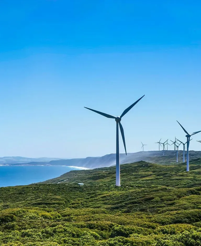 wind turbines near the ocean